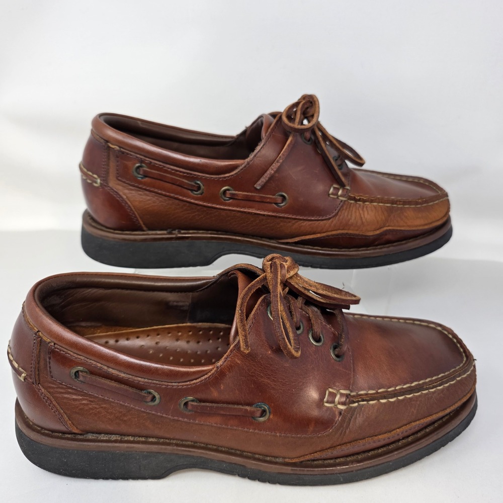Bass Boat Shoes Mens 10M Drama Brown Leather Moc Toe Casual Loafers Good